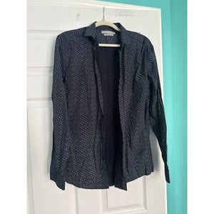 Cedar Wood State Mens Navy Blue White Geometric Dot Button Down Shirt 15.5 39-40